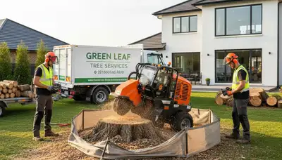 Professional stump removal service in Lakeland, FL by Chop Chop Tree technicians using safe equipment