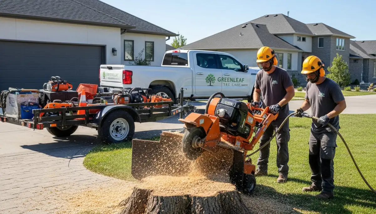 Professional stump removal service in Lakeland, FL safely clearing tree stumps from residential yard