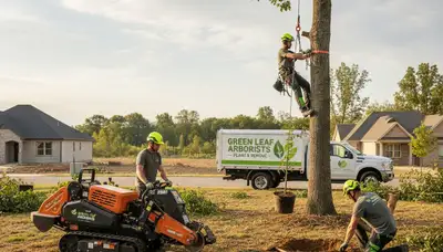 Arborist planting healthy trees in Lakeland FL yard for Chop Chop Tree service