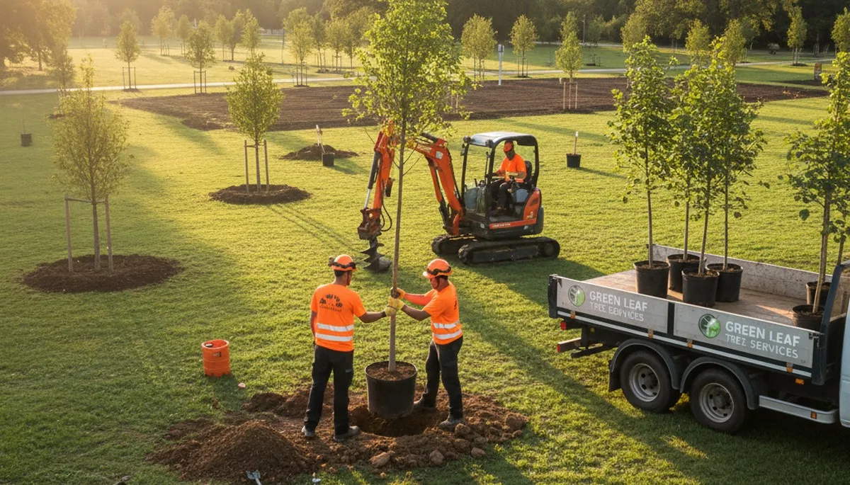 Arborist planting new tree in Lakeland, FL for Chop Chop Tree professional tree planting service