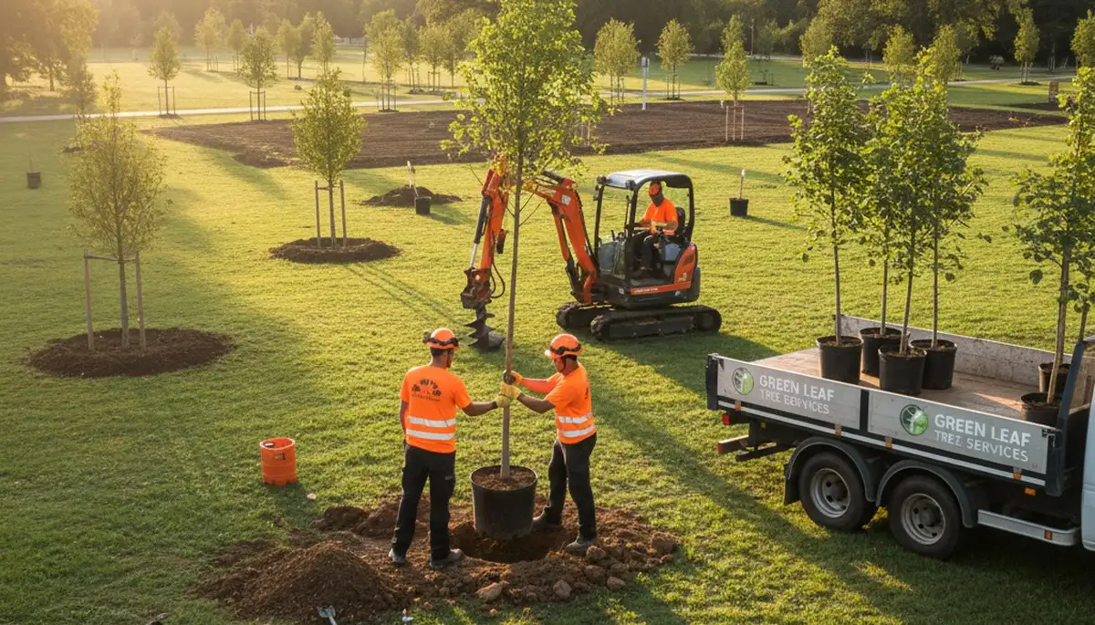 Arborist planting new tree in Lakeland, FL for Chop Chop Tree professional tree planting service