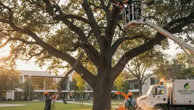 Arborist pruning oak tree in Lakeland FL for Chop Chop Tree professional tree care service