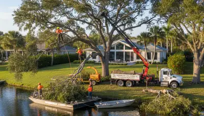 Professional tree removal service crew working safely in Lakeland, FL