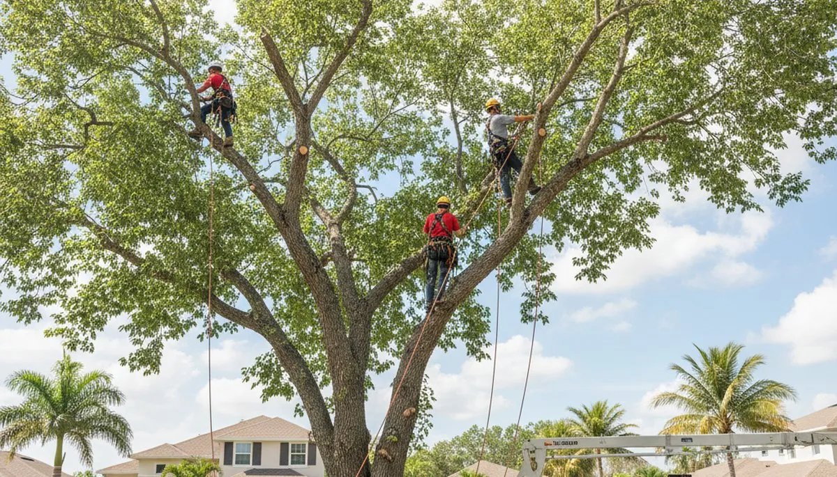 Professional tree removal service in Lakeland FL clearing large oak safely